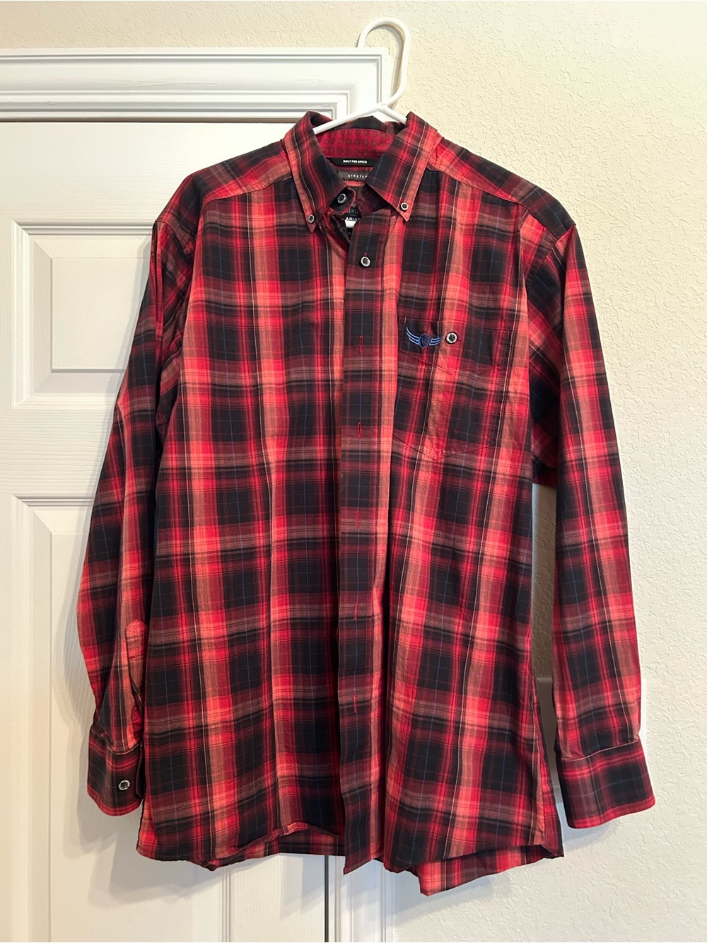 Ariat Red and Black Plaid Long-Sleeve Button-Down Shirt
